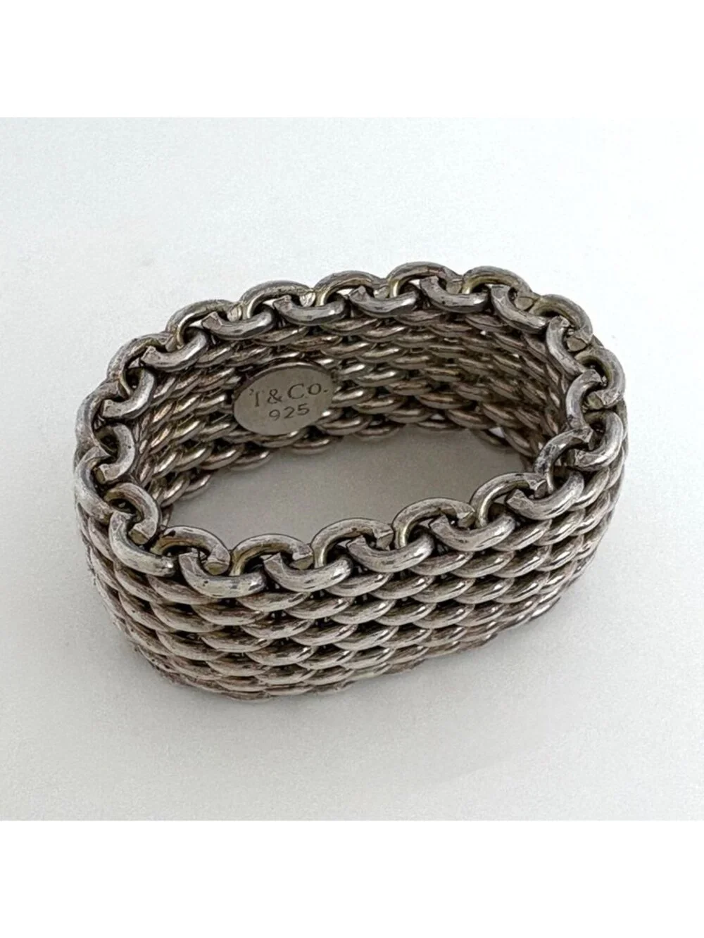 Tiffany & Co Somerset Mesh Ring 925 Sterling Silver